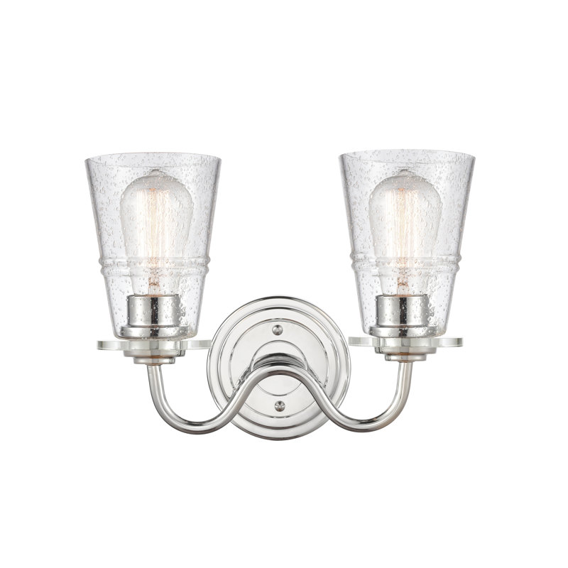 Almirka - 2 lumières - 14 po - Chrome poli - Abat-jour granuleux - Éclairage pour meuble-lavabo, Seedy, 2 Lights