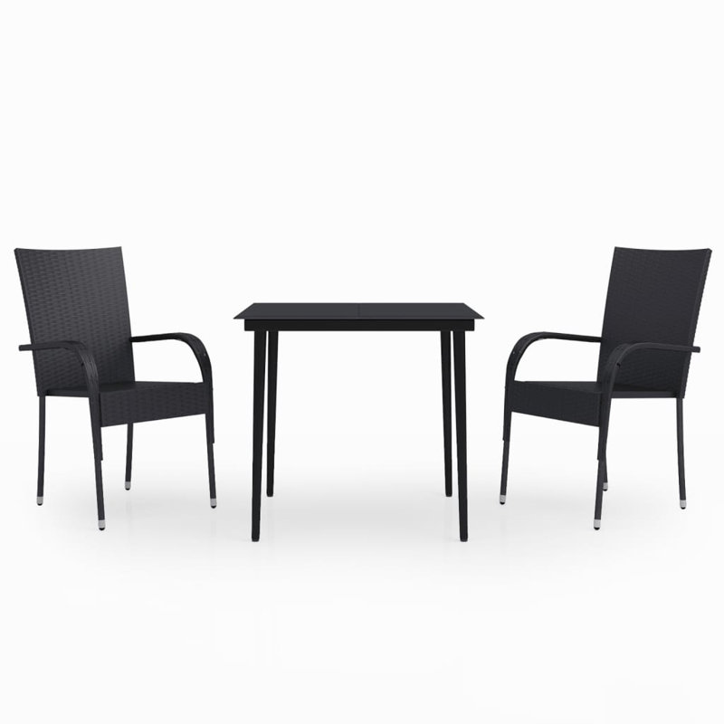 Abdulhay Patio Dining Set with Square Table, Black