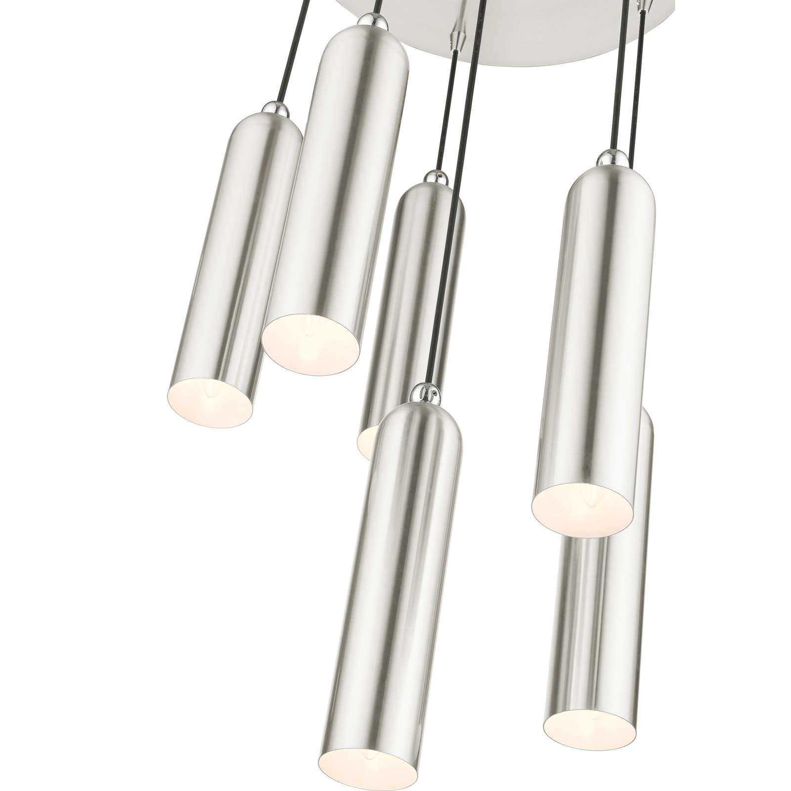 Harly 6 Light Metal Dimmable Pendant, Brushed Nickel