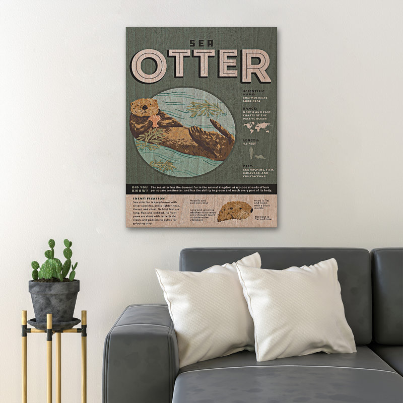 «Know About Sea Otter», art textuel sur toile tendue, H 14 po x l 11 po x P 2 po