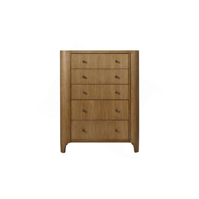 Dresser&Chest With Wood Finish And Slim Metal Pulls Combines Modular Functionality With Modern Rustic Style For Bedroom Storage