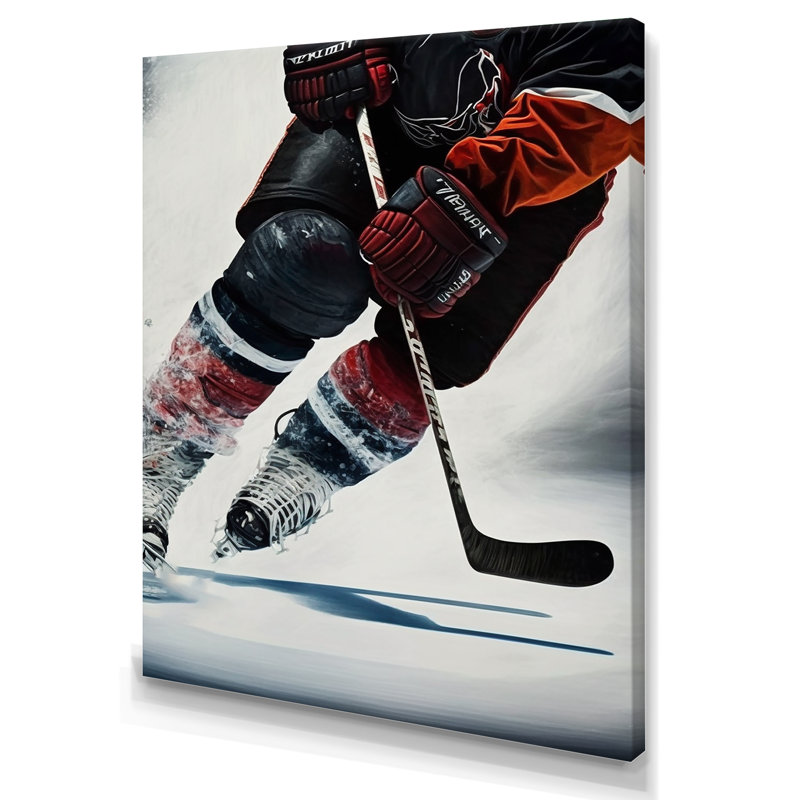 Hockey sur glace pendant le match V - reproduction sur toile, Toile tendue, H 40 po x l 30 po x P 1,5 po