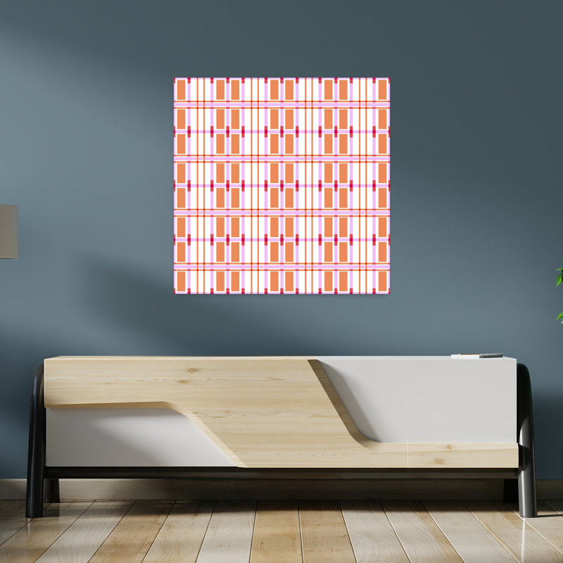 Art contemporain, art abstrait géométrique rétro, H 36 po x l 36 po, Rose