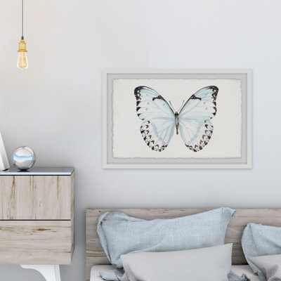 «Translucent Blue Wings» par Abdirazaq, reproduction d'aquarelle encadrée
