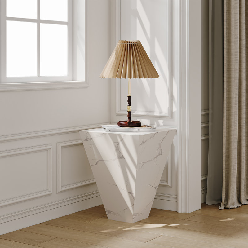Table d'appoint en pierre frittée Minimalist, Blanc