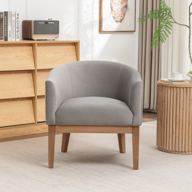 Fauteuil avec pieds en bois massif, Grey
