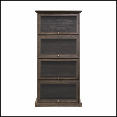 4 Tier Glass Display Cabinet with Flip Up Doors for Collectibles and Decorative Items, Durable and Stylish Storage Solution