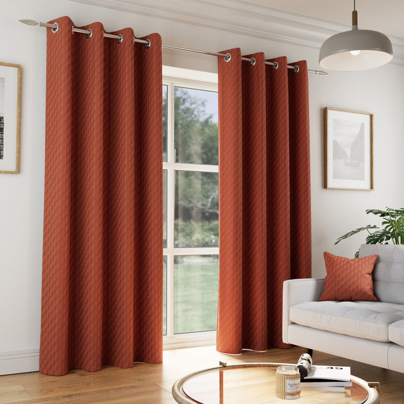 Room Darkening Curtain Panel Pair, 229cm Width x 183cm Drop, Orange