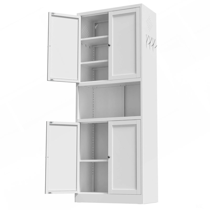 Armoire de rangement en acier de 72 po de hauteur avec grand comptoir, tablettes et crochets réglables, armoire robuste de style moderne