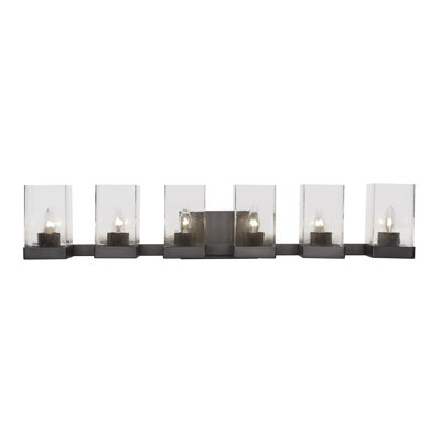 Dace 6 Light Bath Bar Shown With 4" Square Glass