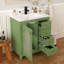Meuble-lavabo rustique 30 po avec lavabo en résine, sans robinet, panneau vert-1723503538