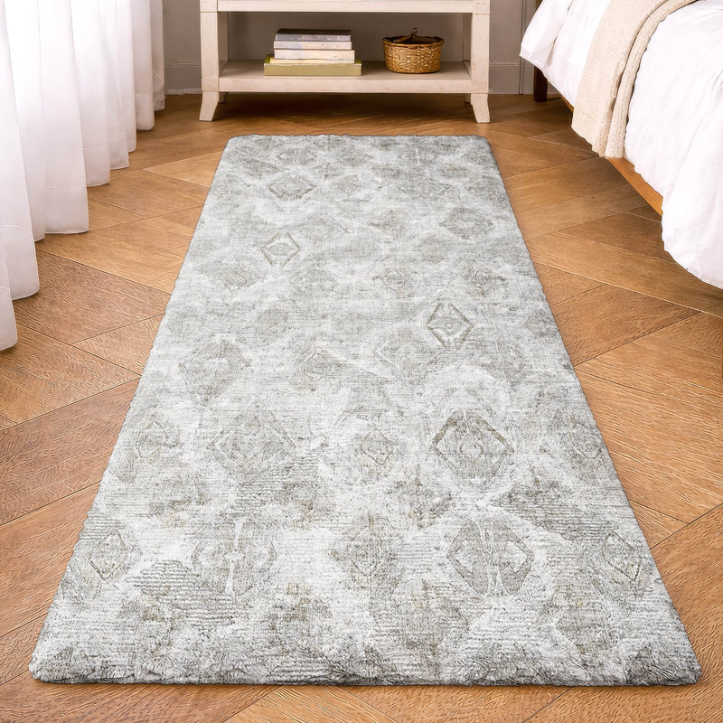 Tapis à poil long de qualité supérieure lavable à la machine ADS622, Silver, 3' x 5'