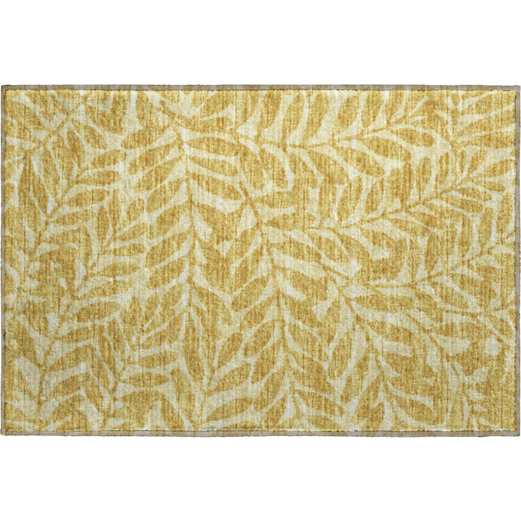 Premium Machine Washable Harsukhman AMF111 Yellow Rug