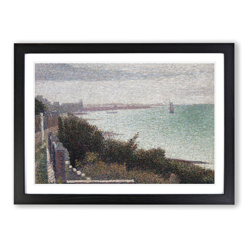 Coast Scene by Georges Seurat - Picture Frame Painting, 48cm H x 65cm W x 2cm D, Black Framed