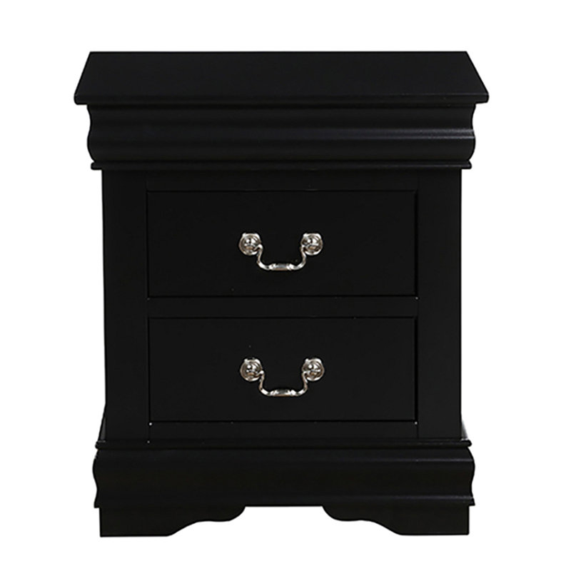 Black 2-Drawer Nightstand