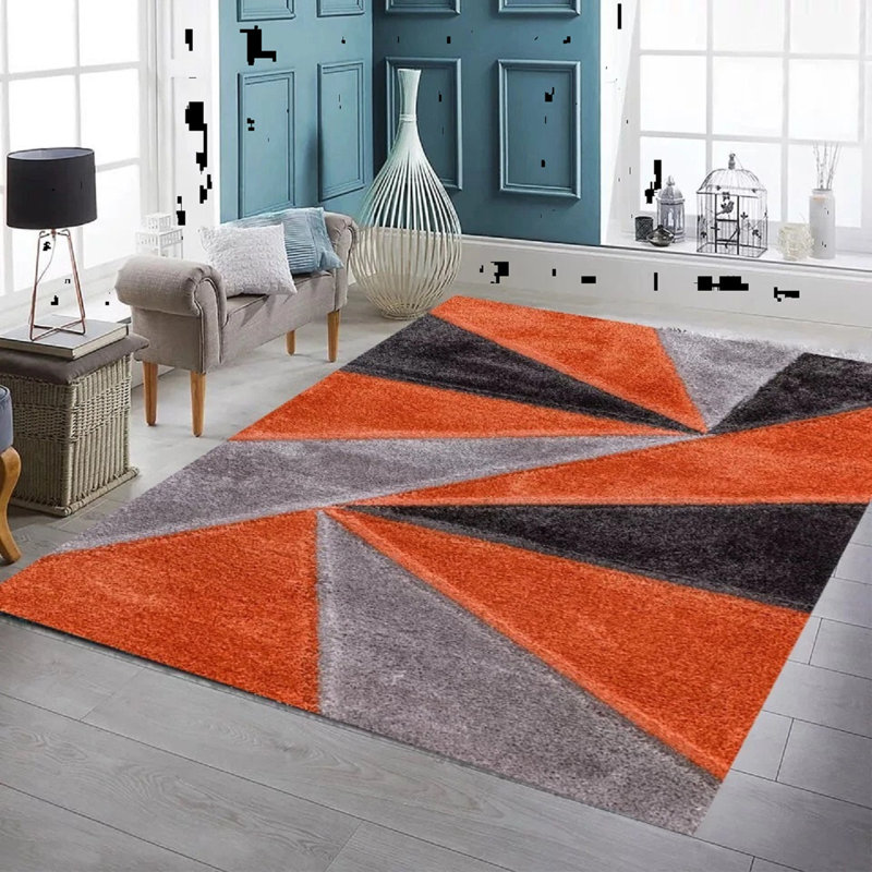 Geometric Shag Area Rug, Rectangle 120 x 170 cm