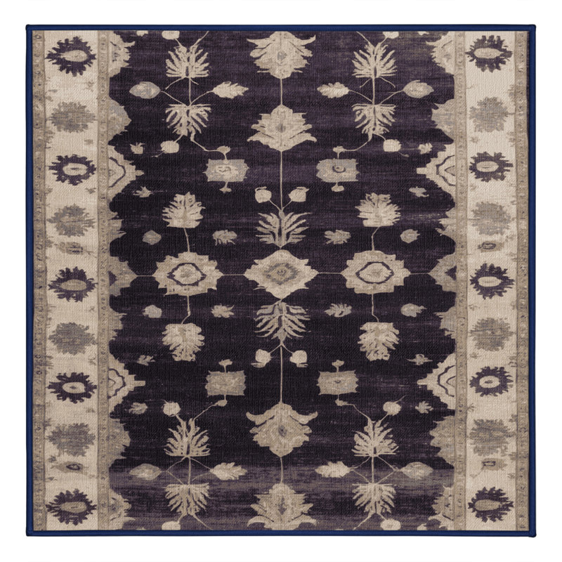Machine Washable Overdyed Purple Area Rug, Square 7'