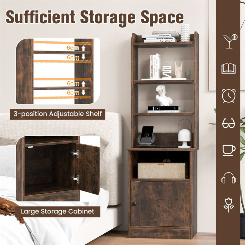 45cm W Manufactured Wood Bedside Table, Brown