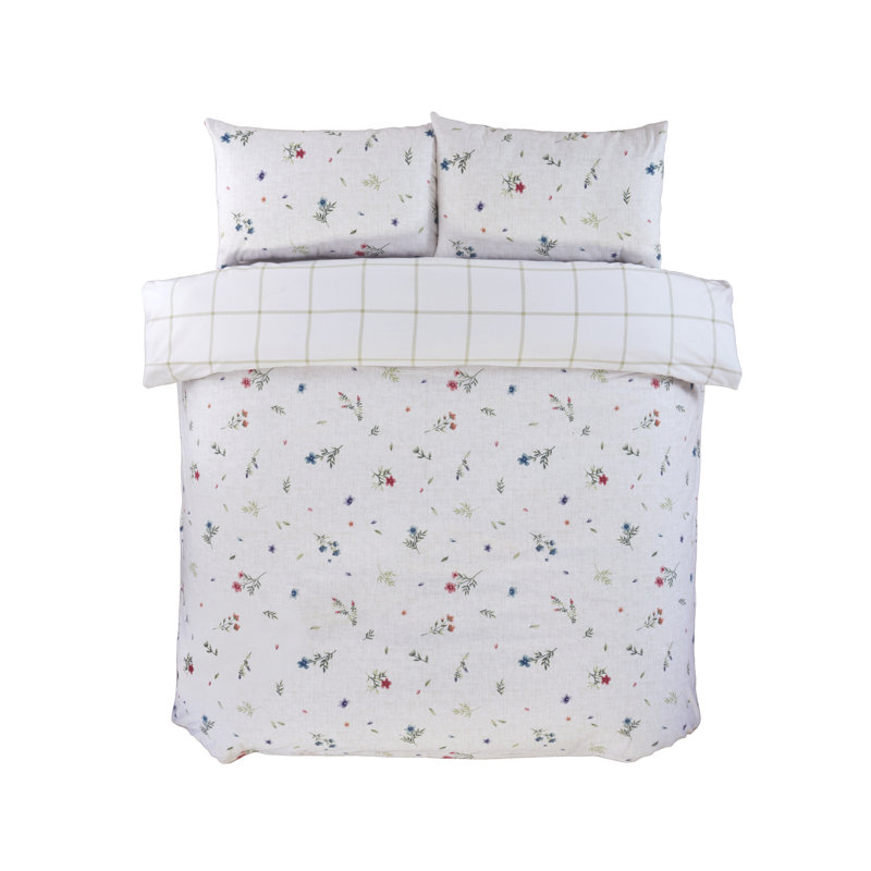 Cotton Floral Duvet Cover Set with Pillowcases, Double Duvet Cover + 2 Standard Pillowcases  