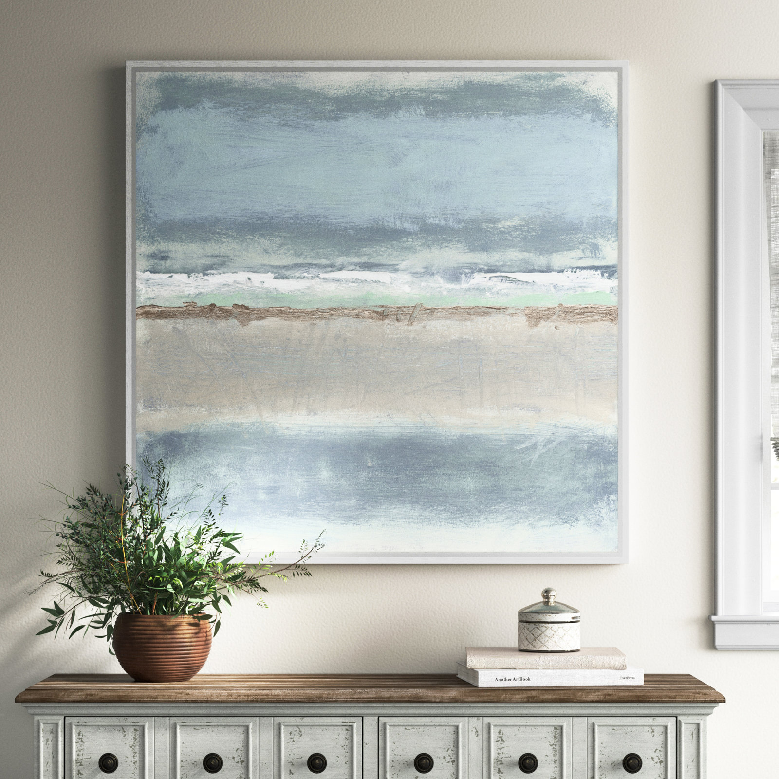 Dandelion 2 - Painting Print on Canvas by Filippo Ioco, 45" H x 45" W x 2" D, Silver