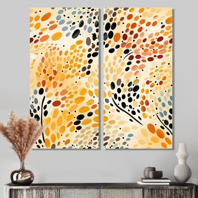 Motif aquarelle, ensemble de 2 toiles orange