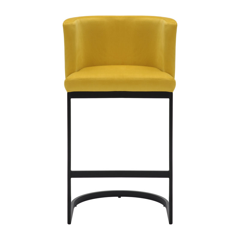 Adelaid Upholstered Counter Stool with Metal Frame, Mustard