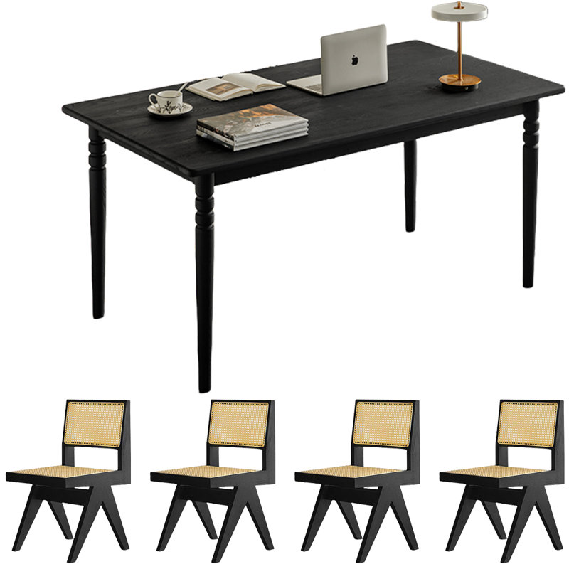 Ensemble de salle à manger rétro en bois massif minimaliste, H 29,5 po x L 70,9 po x l 35,4 po