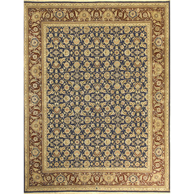 Hand Knotted Oriental Area Rug in Navy/Red