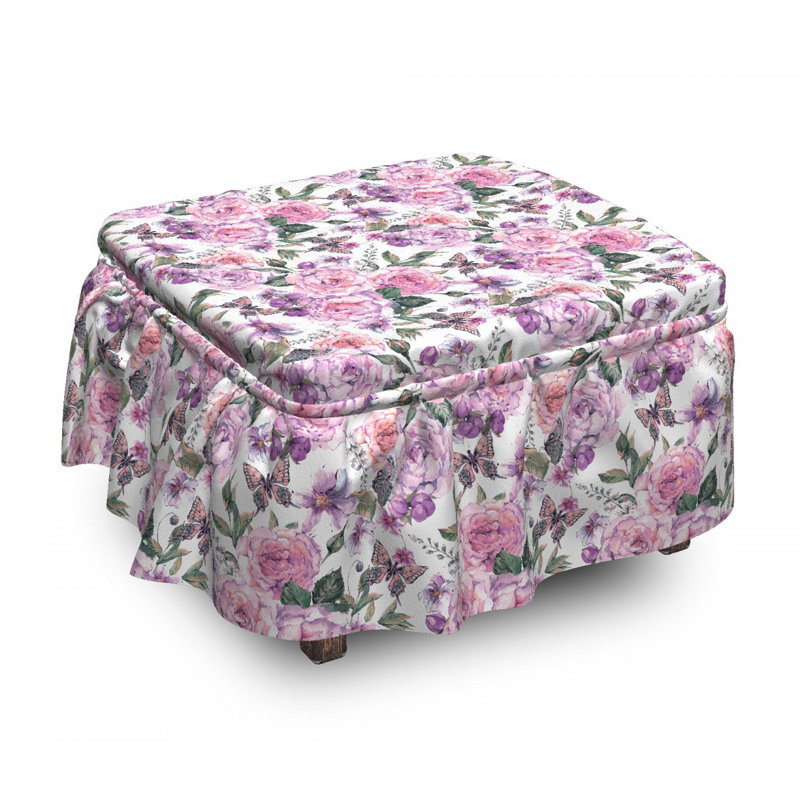 Housse pour repose-pieds swallowtails et roses