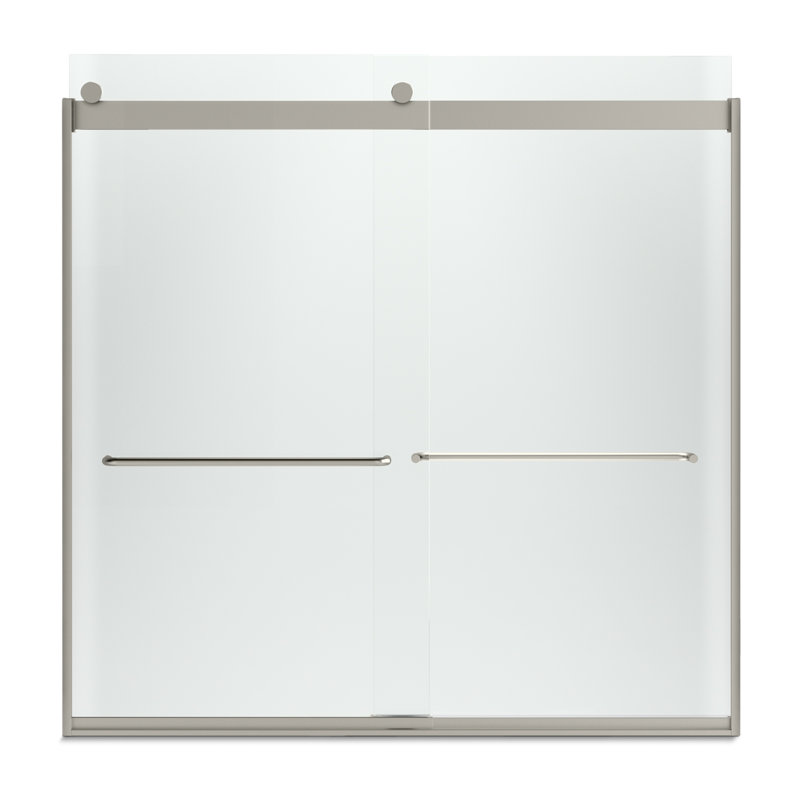 Levity 59.63" x 59.75" Bypass Bath Door with CleanCoat® Technology, Matte Nickel, Crystal Clear