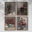 «Vintage Floral Print», impression encadrée CCLVI - ensemble de 4-1442290227-1442291151
