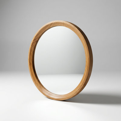 Minimalist Round Wood Frame Wall Mirror with Distortion-Free Glass for Bathroom Vanity and Living Room Decor