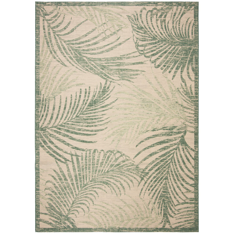 Tapis d'intérieur / extérieur à motif floral Hutchens Performance, Rectangle 8 pi x 10 pi