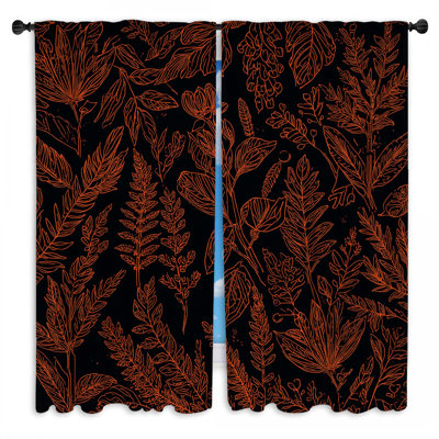 Botanical Illustration Window Curtains Foliage Sheer & Room Darkening - 2 Panels