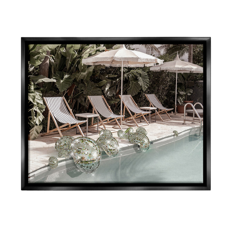 «Disco Balls At Pool Floater Frame» par Ziwei Li sur, H 17 po x l 21 po, Cadre flottant noir de jais