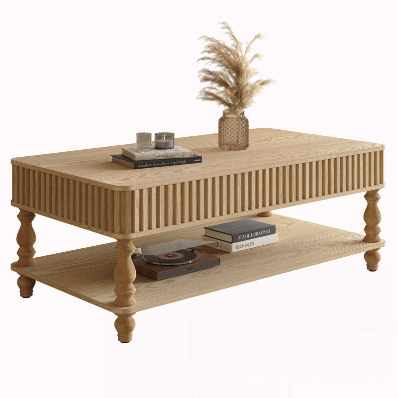 Table basse rectangulaire pour petit salon, Naturel