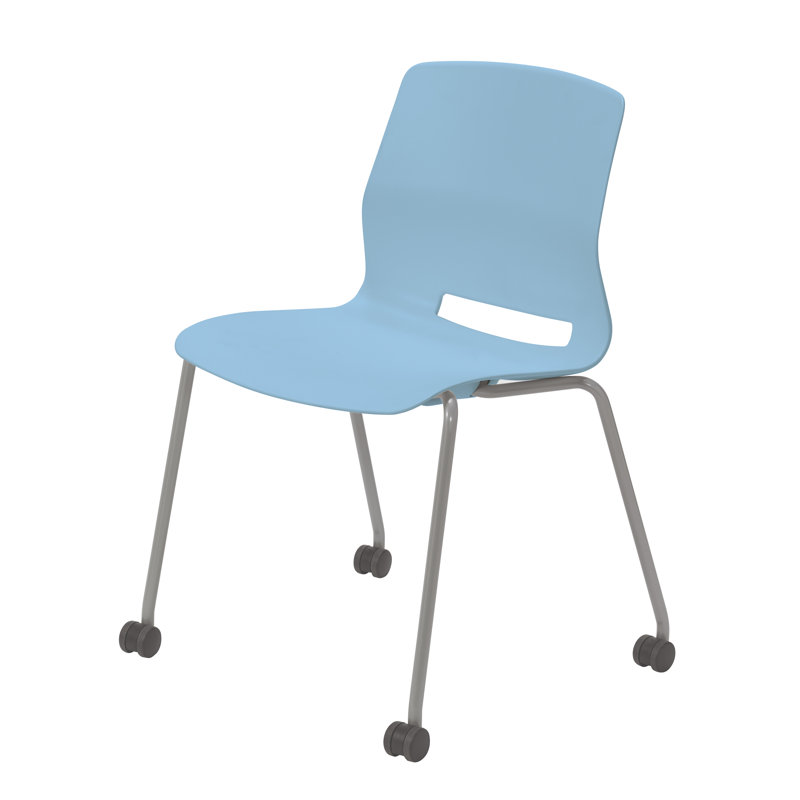 Wille Metal Stackable Multipurpose Chair, Sky Blue, With Casters