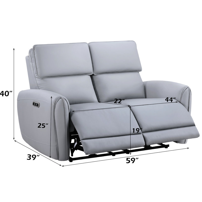 Fauteuil Power Motion en similicuir gris, coussins fermes, ressorts ensachés, largeur d'assise 112 cm, capacité de charge du produit 100 kg, hauteur du dossier 48 cm, largeur