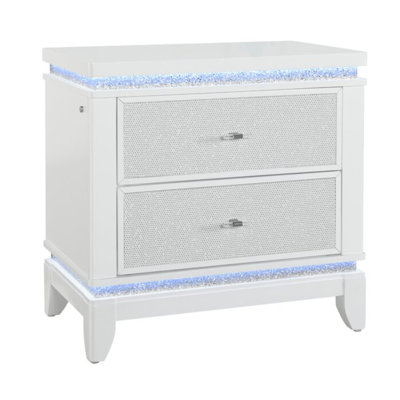 Alina White Nightstand With Led & Usb