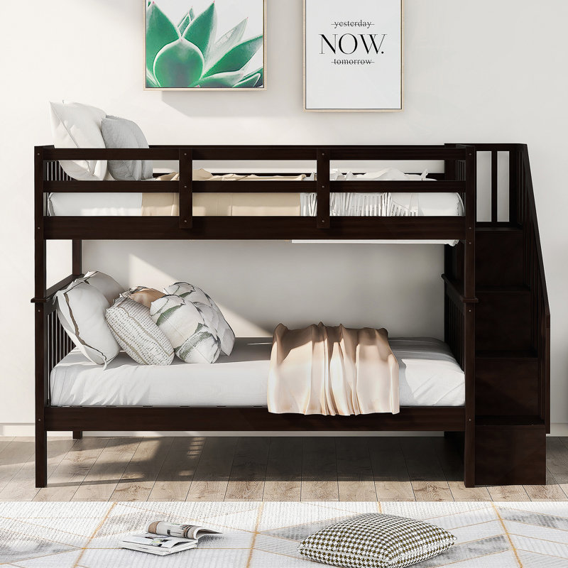 Escalier - Lit superposé avec rangement et garde-corps pour chambre à coucher VIEUX SKU: LPAAP