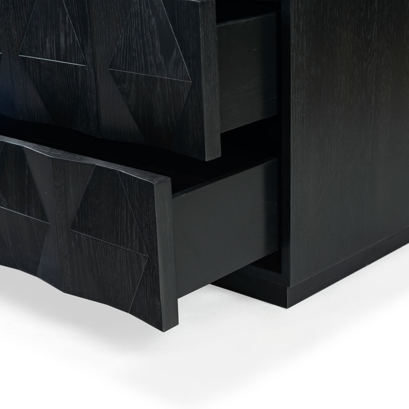 Riabelle Wood 6 Drawer Dresser, Black