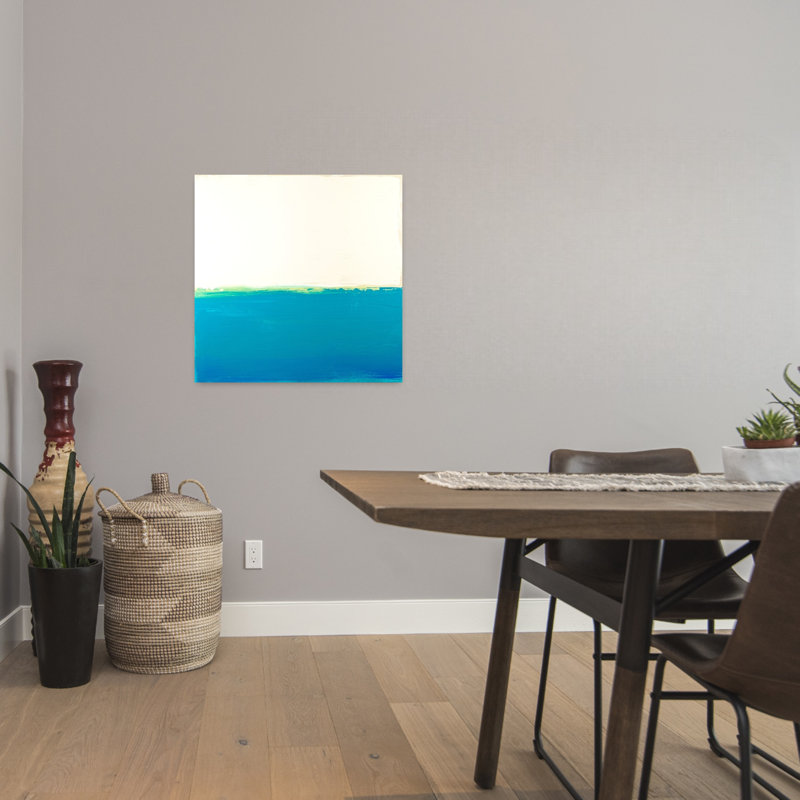 Art contemporain abstrait turquoise, H 24 po x l 24 po