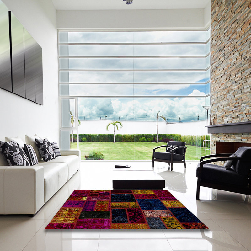 Tapis abstrait à motif abstrait moderne, Carré 5 pi