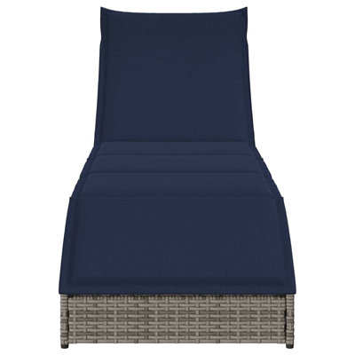 Chaise longue pliante avec coussin et rangement en rotin de polyester