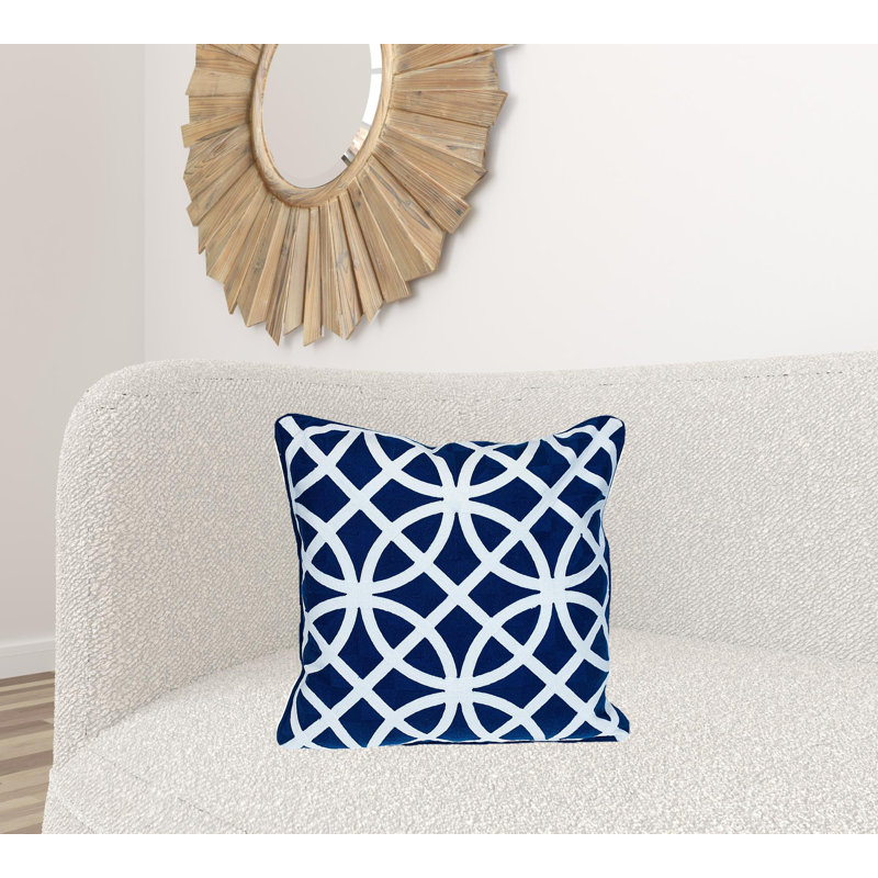 Coussin 100% coton à fermeture à glissière, Bleu