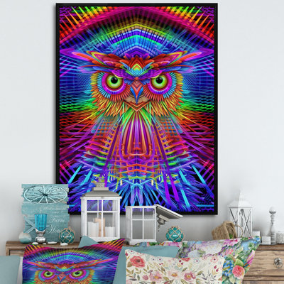Portrait d'un hibou psychédélique sur toile