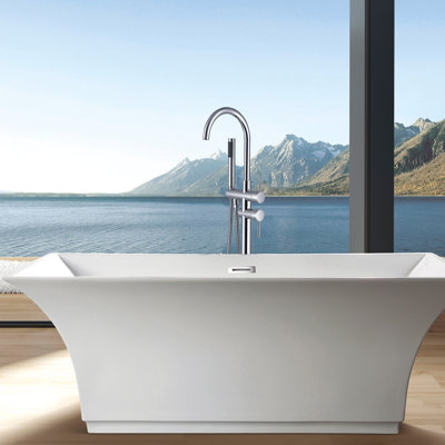 Freestanding Bathtub Faucet With Hand Shower - Metal Structure, Surface, 3.9 Gpm Max Flow, Bathroom Refreshment Product Robust Build, Finish, 45 In. Depth, Improvement