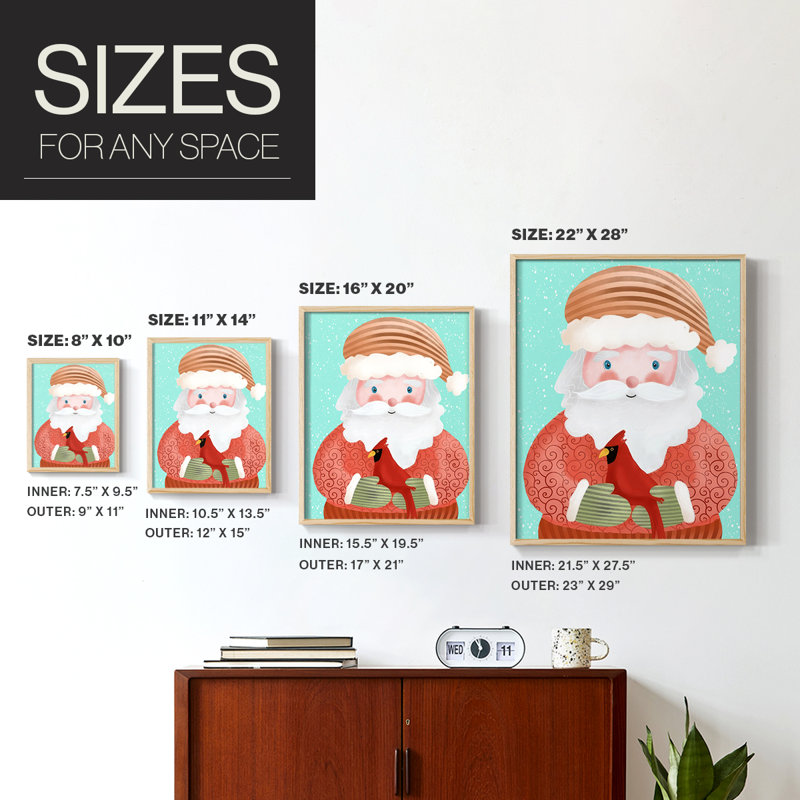 Santa Pack I, reproduction encadrée - bois massif, Naturel, H 11 po x l 9 po