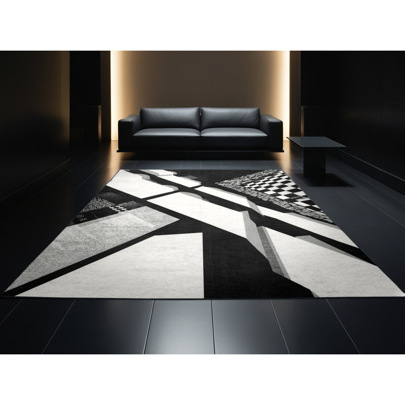 Tapis à carreaux moderne lavable à la machine Pandelica Times Square, 4 x 6
