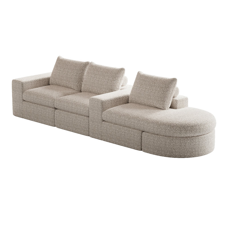 2 - Piece Chenille Sectional, Beige